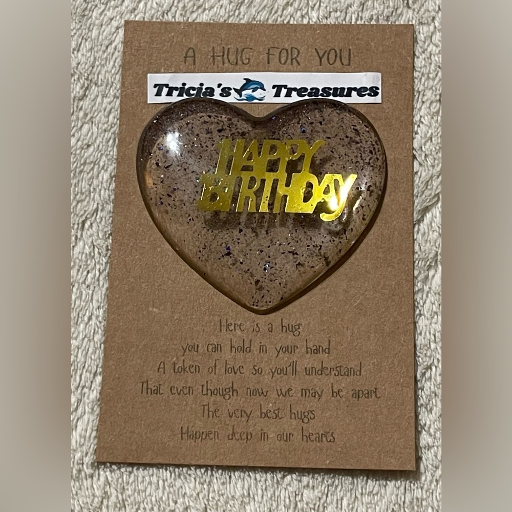 Heart Handcrafted Happy Birthday Hug 1.65 x 2.05